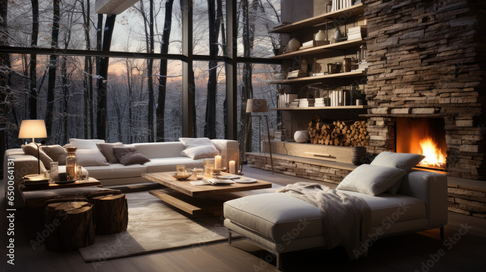 Contemporary Design for a Large Living Room with a Fireplace Contemporary Design for a Large Living Room with a Fireplace