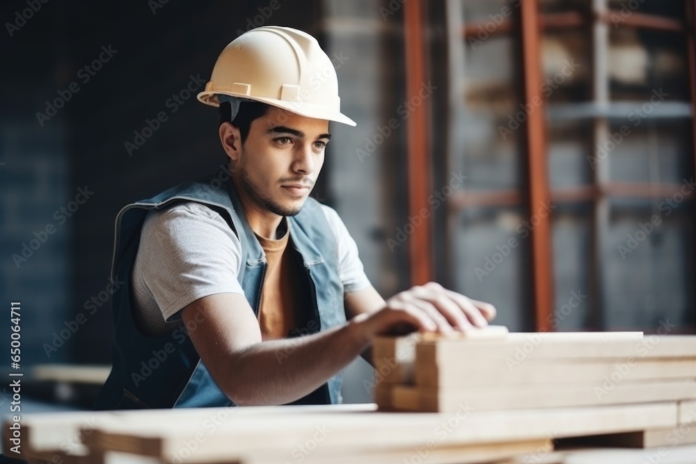 cropped shot of a handsome young contractor working with building supplies