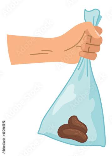 Dog poo clean up, one step infographic. Vector poster about hygiene animal, toilet cleaning information after your dog, one step