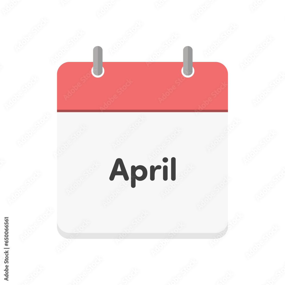 Simple flat monthly calendar icon for April Simple flat monthly calendar icon for April