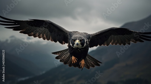 Cinematic shot of a flying peregrine falcon