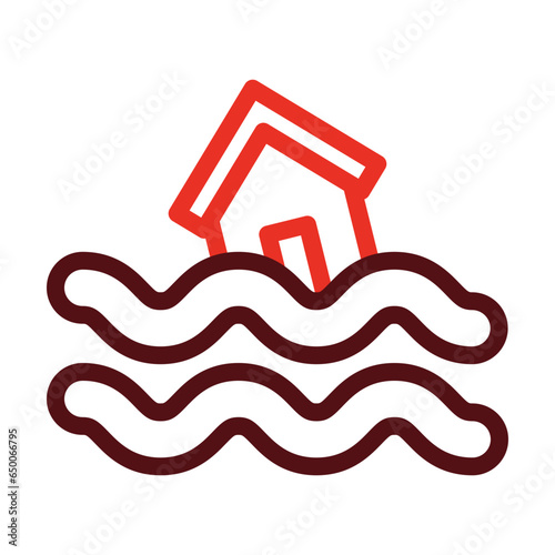 Flood Symbol Thick Line Two Colors Icon Design photo