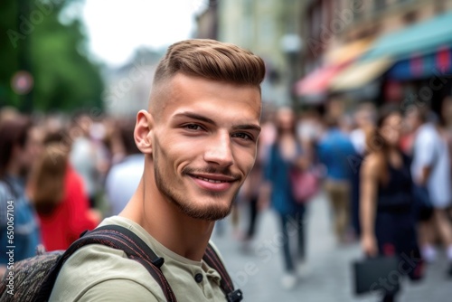 shot of a handsome young man posing for a selfie at pride © altitudevisual