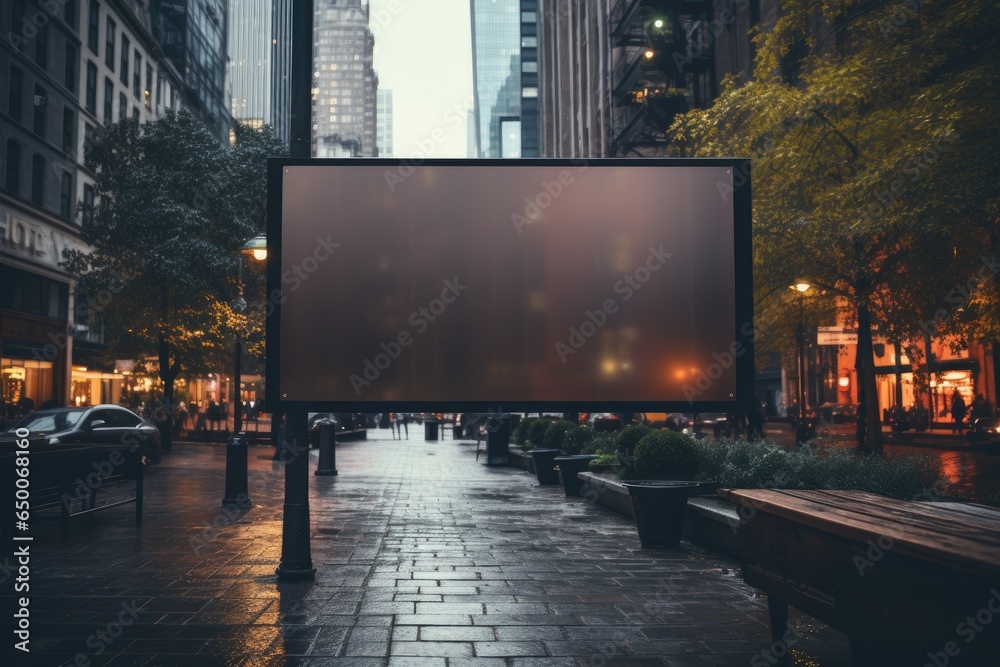 Digital signage board in a public place, ideal for customization. Generative AI Digital signage board in a public place, ideal for customization. Generative AI