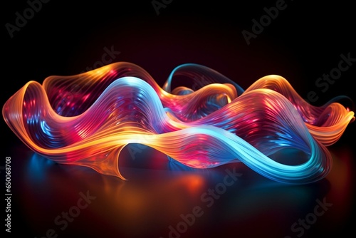 colorful illumination created by light fibers intertwining and emitting vibrant lights. Generative AI