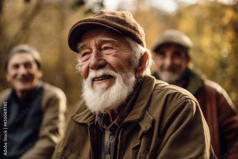 Obraz premium shot of a senior man in the outdoors with his friends