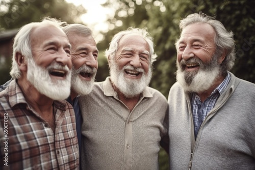 shot of a group of happy senior men standing outdoors together