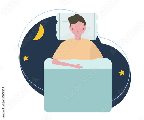 寝る男性。睡眠。ベクターイラスト