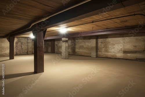 Basement wooden space energy. Generate Ai photo