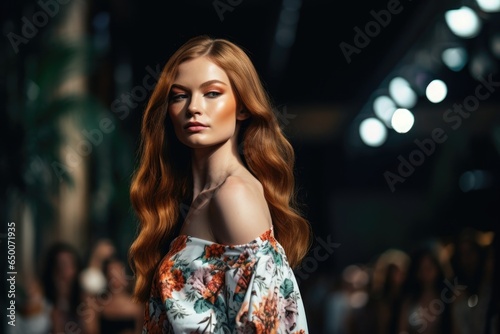 shot of a model on the catwalk at a fashion show