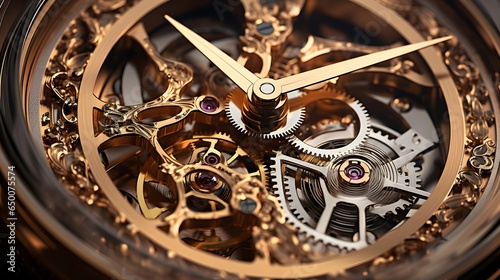 Close-up of the mechanism of an old watch. Conceptual image