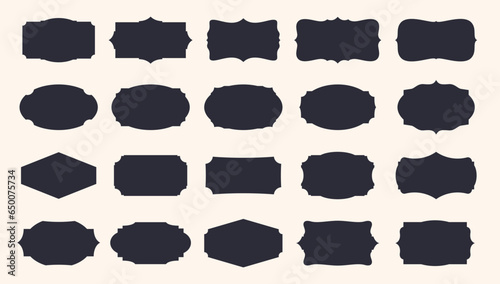 Vintage decorative frames. Clipart of labels of different shapes. Decorative frames for text. Vector illustration