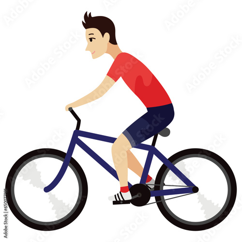 Fototapeta Naklejka Na Ścianę i Meble -  Cycling or riding animation icon. Animation element for game or cartoon. Young man on bike. Vector illustration