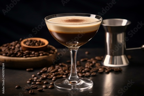 A delicious cocktail made with espresso and vodka, perfect for coffee and alcohol lovers. Generative AI