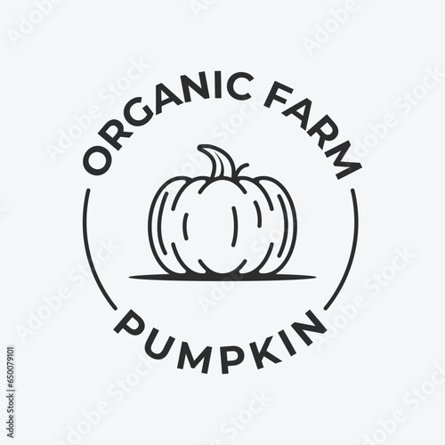 Pumpkin logo icon line art simple design.