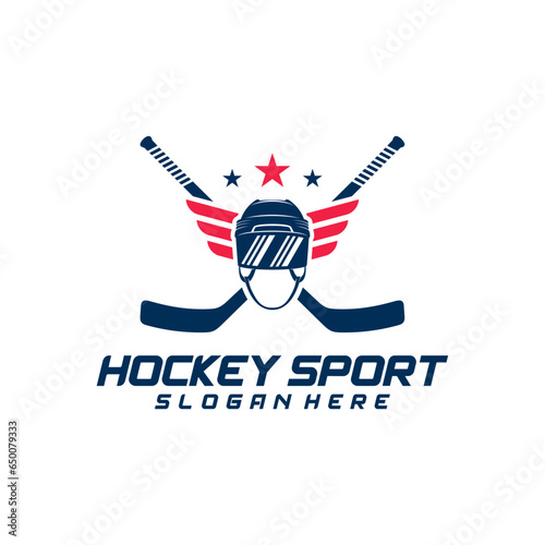 Hockey sport logo design template. Modern vector illustration. Badge design.