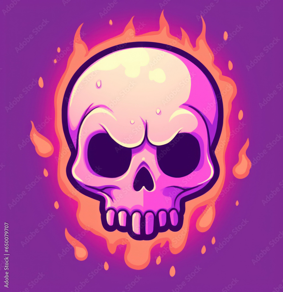 Fototapeta premium Vibrant flaming skull