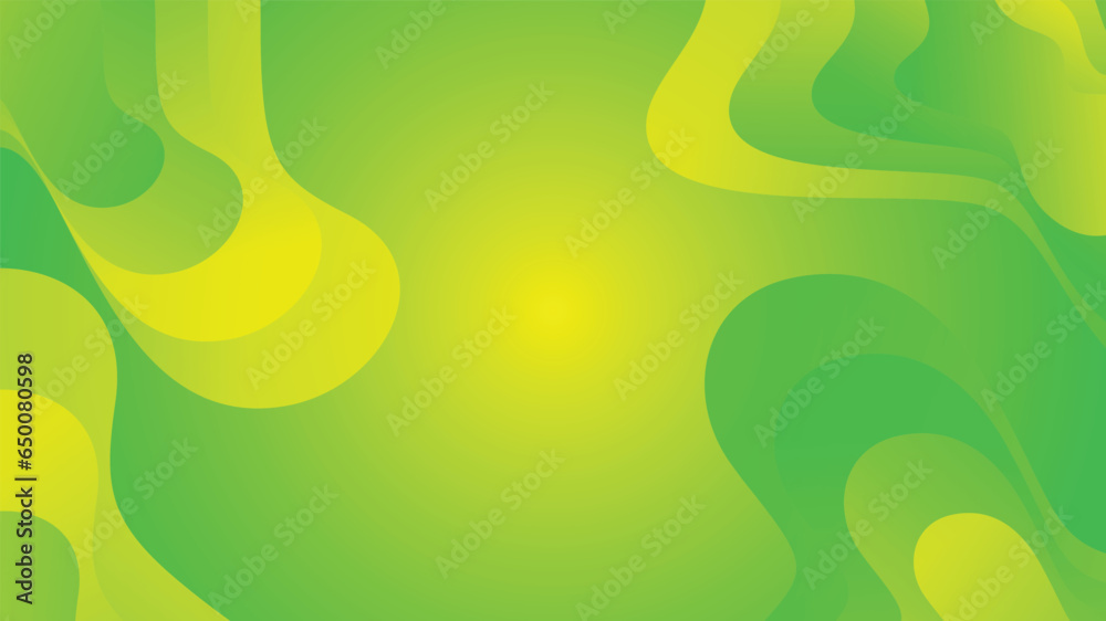 Fototapeta premium Green and yellow gradient fluid wave abstract background