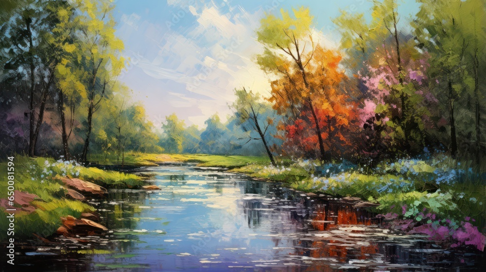 Obraz premium Palette knife painting of a beautiful landscape 