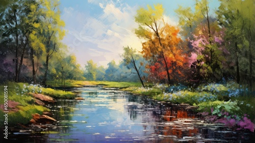 Palette knife painting of a beautiful landscape 