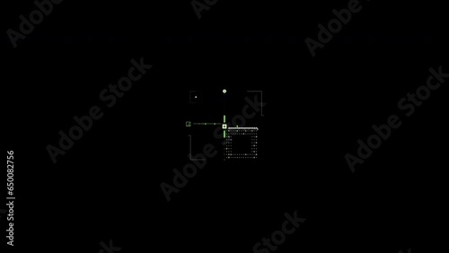 HUD Square searching target elements on isolated black background. 