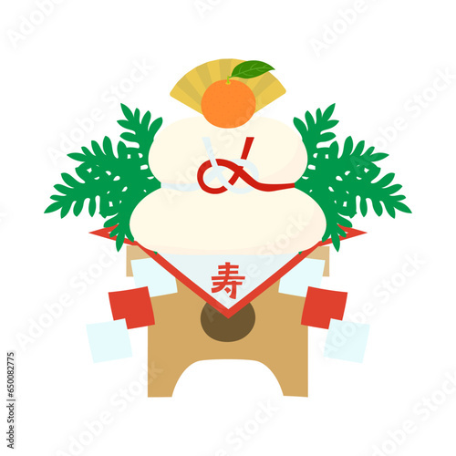 鏡餅。フラットなベクターイラスト。
Kagami-mochi. Flat designed vector illustration.