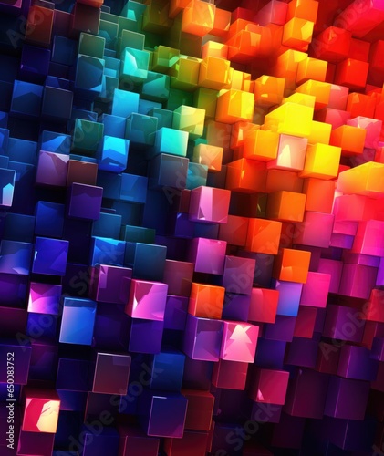 Abstract background with colorful glowing cubes.