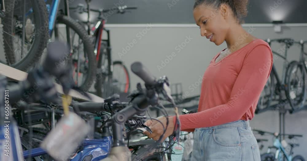 Female Customer Browsing Bicycle Store Female Customer Browsing Bicycle Store