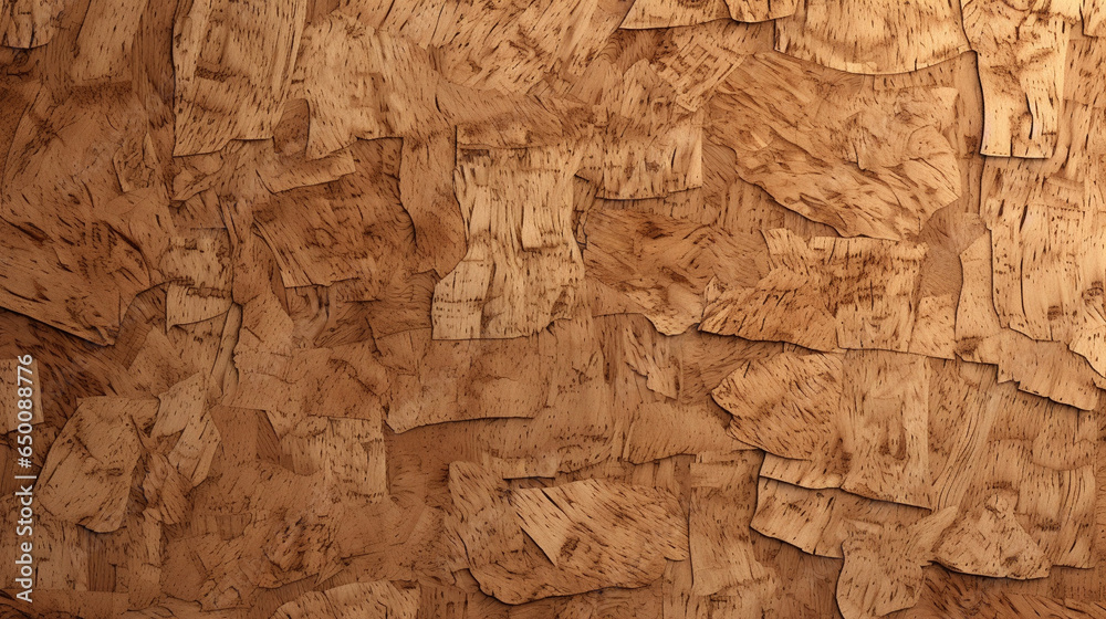 A seamless texture of compressed wood particle board materializes, featuring a tileable pattern of light brown pressed redwood, pine, or oak fiberboard. This backdrop captures the
