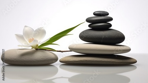 Zen Pebbles: Minimalistic stone arrangements symbolizing balance and meditation