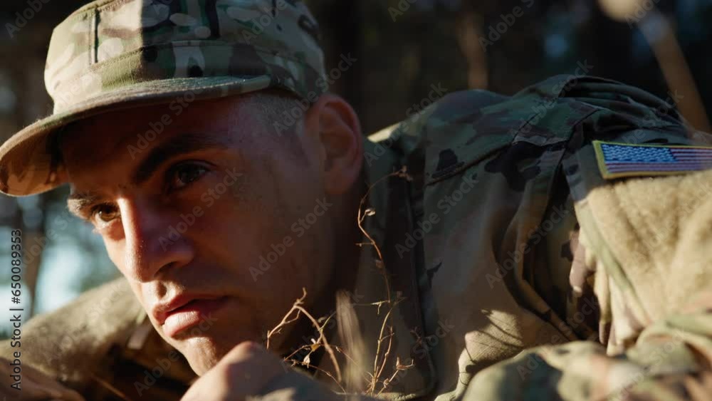 Suspicious soldier lying on the ground Suspicious soldier lying on the ground