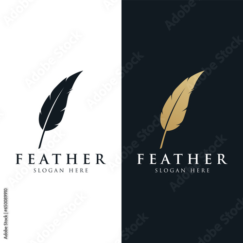 Luxurious author's feather design logo with creative ideas. Inspired by the author, quill feather.