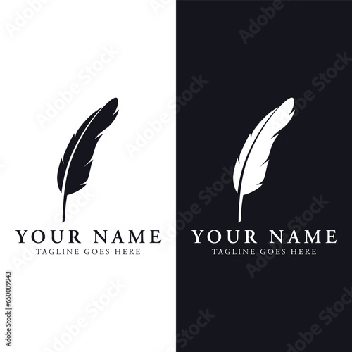 Luxurious author's feather design logo with creative ideas. Inspired by the author, quill feather.