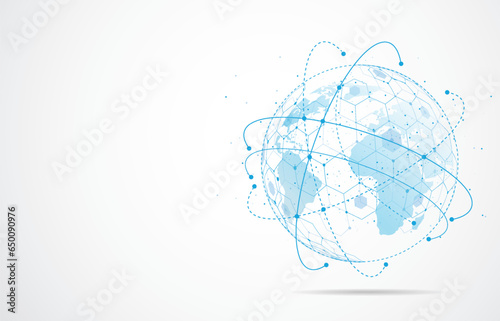 Global network connection. World map point and line composition concept of global business. Vector Illustration