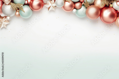 christmas background with balls and ribbon