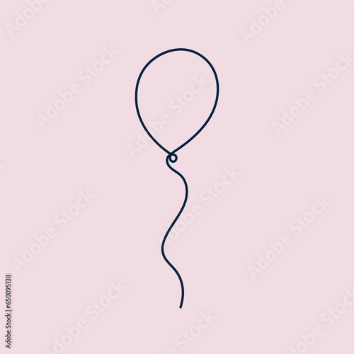One line drawing balloon on a light pink background. Line art. Minimalist vector illustration design.