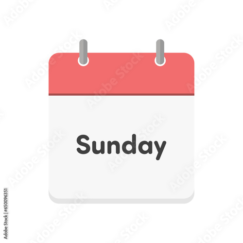 Sundayの文字とカレンダーのアイコン - シンプルな日曜日や休日のイメージ素材 - 英語