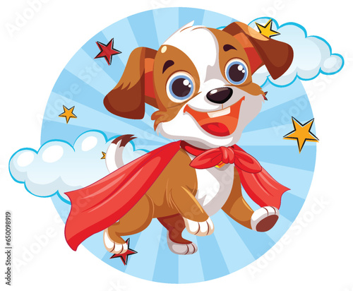 Happy Dog Superhero Cartoon Character
