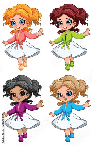 Cute girl dancing isolated