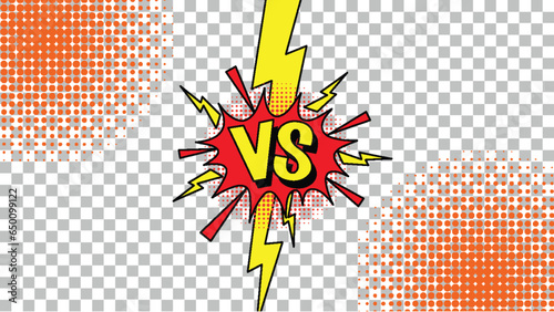 Versus Sign with Lightning Background in Retro Comics Style