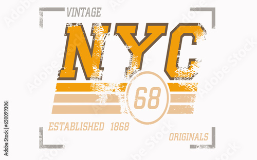 New York city grunge typography, NYC art graffiti background. NYC spray paint typography for t-shirt graphics, print, poster, banner, postcard