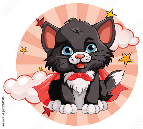 Superhero Cat with Comic Background