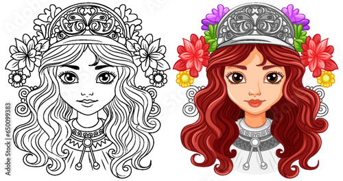 Beautiful woman wearing flower crown