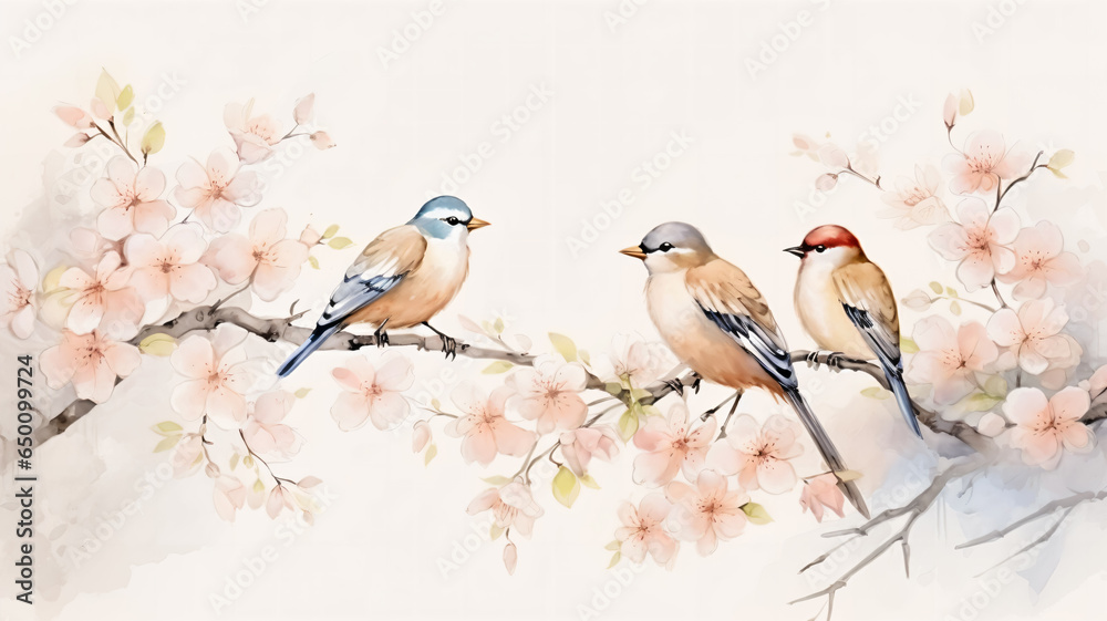 Serene Harmony: Chinese Style Ink Painting of Bird Resting on Branch