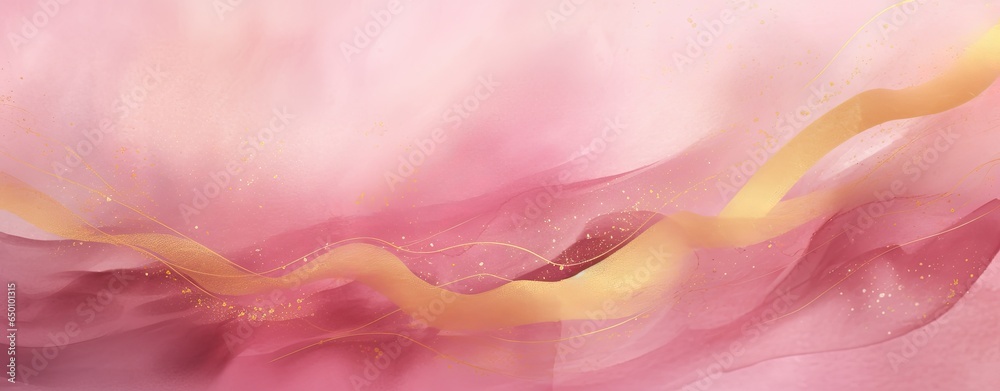 Pink watercolor background with golden veins