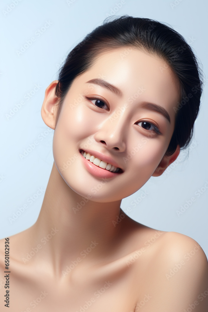 Fototapeta premium Portrait of beauty Asian female with perfect healthy glow skin facial