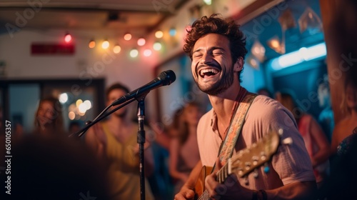 Singer Pouring His Heart Out in a Bar Performance
