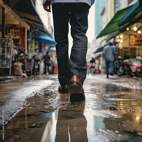 close up feet wearing sneakers, walking on the street. © Smart AI