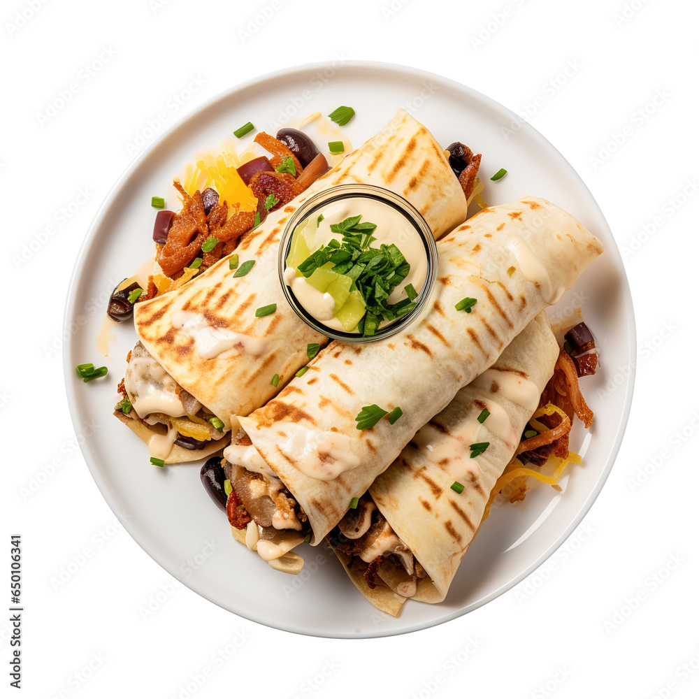 Shawarma with cheese olives on a plate isolated on transparent background Remove png, Clipping Path Shawarma with cheese olives on a plate isolated on transparent background Remove png, Clipping Path