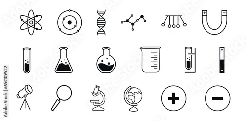 science icon set, vector, vectoral drawing, chemistry set, for vectoral use.